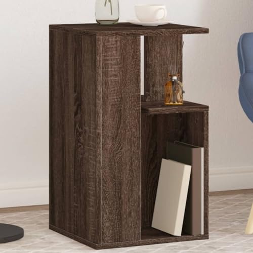 ZQQLVOO Beistelltisch Braun Eichen-Optik Moderner Beistelltisch mit Ablagen für Stauraum und Stabilität 35x35x60 cm Holzwerkstoff von ZQQLVOO