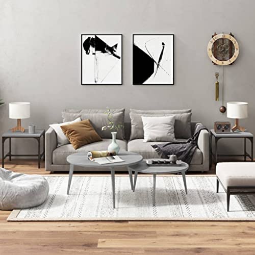 ZQQLVOO Beistelltische 2 STK. Grau Sonoma Industrieller Beistelltisch mit Stahlrahmen und verstellbaren Beinen für Wohnzimmer 40x40x35 cm Holzwerkstoff von ZQQLVOO