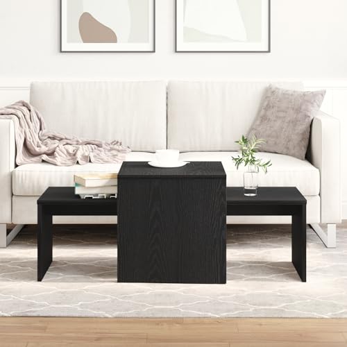 ZQQLVOO Beistelltischset aus schwarzem Eichenholz, Nesting-Tischset Eiche Stauraum Beistelltisch modern platzsparend 100x48x40 cm, Mehrschichtholz ZQQLVOO Beistelltischset aus schwarzem Eichenholz, Nesting-Tischset Eiche Stauraum Beistelltisch modern platzsparend 100x48x40 cm, Mehrschichtholz von ZQQLVOO
