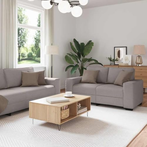ZQQLVOO Bequeme Sofagarnitur aus strapazierfähigem Polyestergewebe mit Holz-Metall-Gestell, Breiten Armlehnen und dick gepolsterten Sitzflächen für Wohnzimmer, Büro oder Gästezimmer ZQQLVOO Bequeme Sofagarnitur aus strapazierfähigem Polyestergewebe mit Holz-Metall-Gestell, Breiten Armlehnen und dick gepolsterten Sitzflächen für Wohnzimmer, Büro oder Gästezimmer von ZQQLVOO