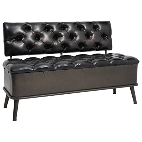 ZQQLVOO Bettbank Hocker mit Stauraum Flur Möbel Sitzbank mit Stauraum und Rückenlehne 110cm Schwarz Kunstleder von ZQQLVOO