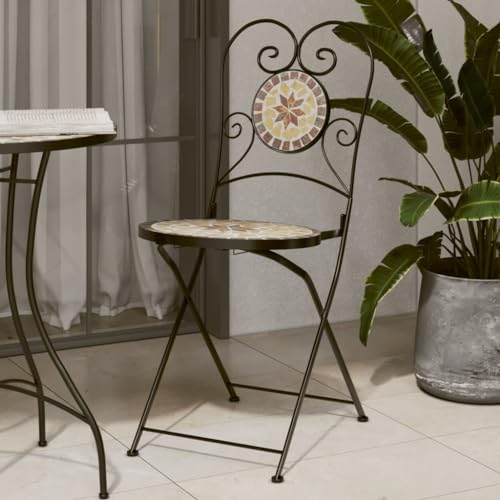 ZQQLVOO Bistrostühle 2 STK. Klappbar Terrakottarot und Weiß Keramik Sitzmöbel für den Garten Balkonstühle for Outdoor Deck von ZQQLVOO