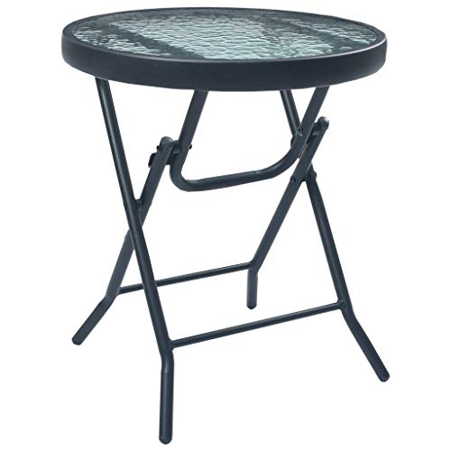 ZQQLVOO Bistrotisch Schwarz 40 x 46 cm Stahl und Glas Garten Terrasse Esstisch Campingtisch Partytisch Geeignet für Balkone, Terrassen, Decks von ZQQLVOO