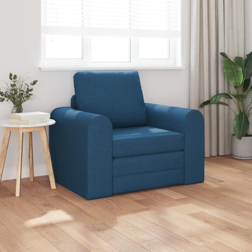 ZQQLVOO Blauer Stoff Sessel mit klaren Linien, kompaktes Design für Wohnzimmer und Schlafzimmer, gepolsterter Sitzkomfort, vielseitig als Sitzmöbel und Gästebett, modernes von ZQQLVOO