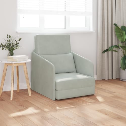ZQQLVOO Boden Schlafsofa 2-in-1 Hellgrau Multifunktionales Boden-Sofa-Bett mit verstellbaren Armlehnen und fleckenresistentem Polyesterstoff. 65x80x83 cm Velvet von ZQQLVOO
