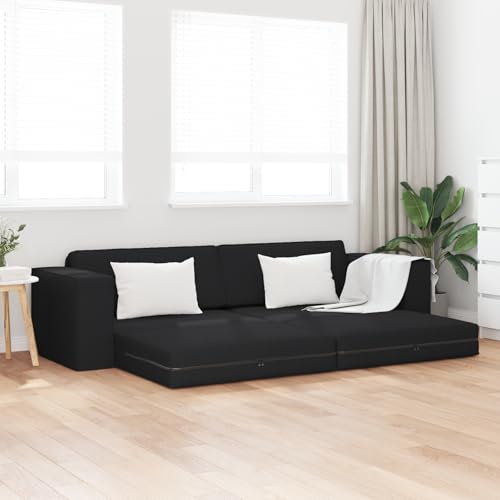 ZQQLVOO Boden Sofa Bett 180 cm Breite Schwarz – Modulares Futon Sofa mit abnehmbaren Bezügen, platzsparendes Gästebett für Wohnzimmer und Lounge von ZQQLVOO