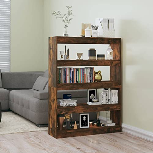 ZQQLVOO Bücherregal/Raumteiler Räuchereiche Multifunktionales Bücherregal für Wohnzimmer 100x30x135 cm von ZQQLVOO