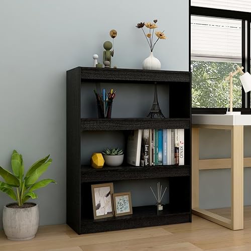 ZQQLVOO Bücherregal/Raumteiler Schwarz Multifunktionales Bücherregal für Wohnzimmer 100x30x103 cm Kiefer Massivholz von ZQQLVOO
