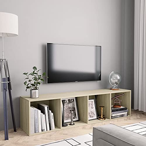 ZQQLVOO Bücherregal/TV-Schrank Sonoma-Eiche Schweberegal Wandboard für Küche Büro 143×30×36 cm von ZQQLVOO