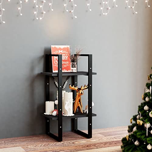 ZQQLVOO Bücherregal 2 Böden Schwarz Multifunktionales Bücherregal für Büro 40x30x70 cm Massivholz Kiefer von ZQQLVOO