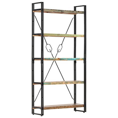 ZQQLVOO Bücherregal 5 Fächer Multifunktionales Bücherregal für Wohnzimmer 90x30x180 cm Altholz Massiv von ZQQLVOO