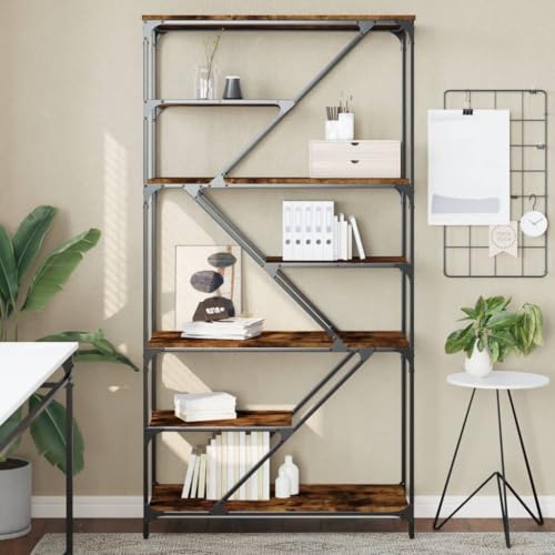 ZQQLVOO Bücherregal Räuchereiche Multifunktionales Bücherregal für Büro 91x36x176 cm Holzwerkstoff und Stahl ZQQLVOO Bücherregal Räuchereiche Multifunktionales Bücherregal für Büro 91x36x176 cm Holzwerkstoff und Stahl von ZQQLVOO
