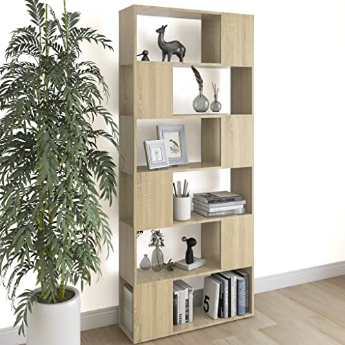 ZQQLVOO Bücherregal Raumteiler Sonoma-Eiche Multifunktionales Bücherregal für Schlafzimmer 80x24x186 cm Holzwerkstoff ZQQLVOO Bücherregal Raumteiler Sonoma-Eiche Multifunktionales Bücherregal für Schlafzimmer 80x24x186 cm Holzwerkstoff von ZQQLVOO
