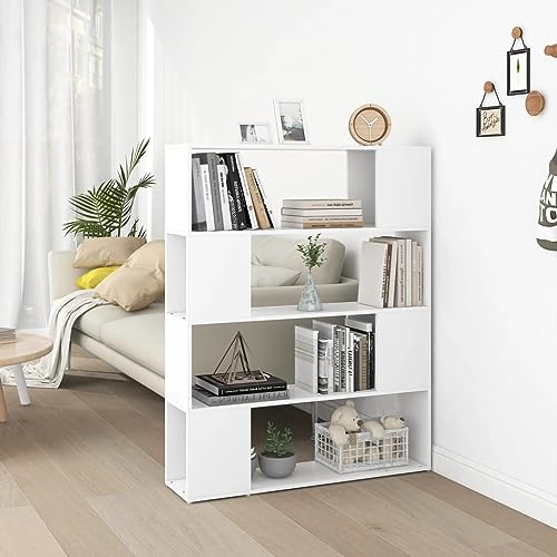ZQQLVOO Bücherregal Raumteiler Weiß Multifunktionales Bücherregal für Aufbewahrung 100x24x124 cm von ZQQLVOO