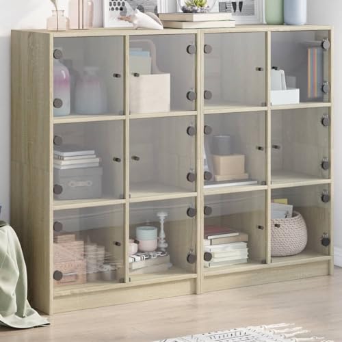 ZQQLVOO Bücherregal mit Türen Sonoma-Eiche Schrank kleiderschrank for Wohnzimmer Schlafzimmer 136x37x109 cm Holzwerkstoff von ZQQLVOO