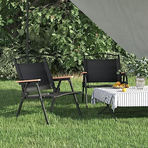 ZQQLVOO Campingstühle 2 STK. Schwarz 54x43x59 cm Oxford-Gewebe Terrassenmöbel Gartenmöbelstühle for Outdoor Lawn von ZQQLVOO