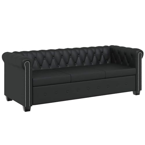 ZQQLVOO Chesterfield-Sofa 3-Sitzer Kunstleder Schwarz Klassisches Chesterfield-Sofa mit Knopfheftung und gepolsterter Sitzfläche für stilvolle Einrichtung. ZQQLVOO Chesterfield-Sofa 3-Sitzer Kunstleder Schwarz Klassisches Chesterfield-Sofa mit Knopfheftung und gepolsterter Sitzfläche für stilvolle Einrichtung. von ZQQLVOO