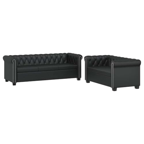 ZQQLVOO Chesterfield-Sofas 2-Sitzer und 3-Sitzer Kunstleder Schwarz Klassisches Chesterfield-Sofa mit Knopfheftung und gepolsterter Sitzfläche für stilvolle Einrichtun ZQQLVOO Chesterfield-Sofas 2-Sitzer und 3-Sitzer Kunstleder Schwarz Klassisches Chesterfield-Sofa mit Knopfheftung und gepolsterter Sitzfläche für stilvolle Einrichtun von ZQQLVOO