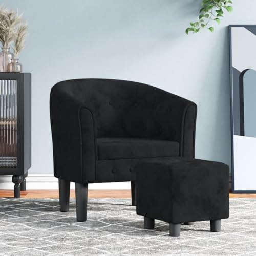 ZQQLVOO Clubsessel mit Fußhocker Schwarz Samt Lounge Sessel fernsehsessel for Schlafzimmer Wohnzimmer ZQQLVOO Clubsessel mit Fußhocker Schwarz Samt Lounge Sessel fernsehsessel for Schlafzimmer Wohnzimmer von ZQQLVOO