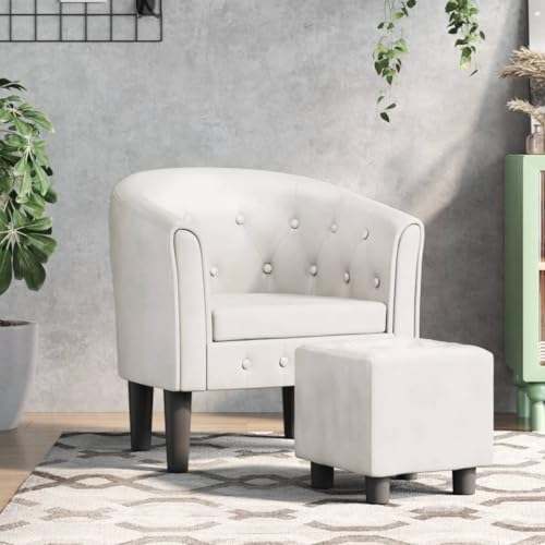 ZQQLVOO Clubsessel mit Fußhocker Weiß Kunstleder Lounge Sessel ohrensessel mit hocker for Schlafzimmer Wohnzimmer von ZQQLVOO