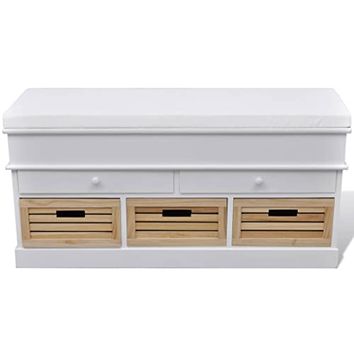 ZQQLVOO Couch hocker Badhocker mit Stauraum Bettbank Hocker mit Stauraum Flur Möbel Flurbank mit Stauraum und Sitzpolster Weiß 2 Schubladen 3 Kisten von ZQQLVOO