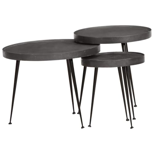 ZQQLVOO Couchtisch 3 STK. Schwarz Holzwerkstoff Stilvoller Couchtisch aus Holzwerkstoff mit Stabiler Tischplatte für Wohnzimmer und Schlafzimmer von ZQQLVOO