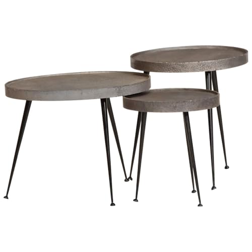 ZQQLVOO Couchtisch 3 STK. Silbern Holzwerkstoff Stilvoller Couchtisch aus Holzwerkstoff mit Stabiler Tischplatte für Wohnzimmer und Schlafzimmer ZQQLVOO Couchtisch 3 STK. Silbern Holzwerkstoff Stilvoller Couchtisch aus Holzwerkstoff mit Stabiler Tischplatte für Wohnzimmer und Schlafzimmer von ZQQLVOO