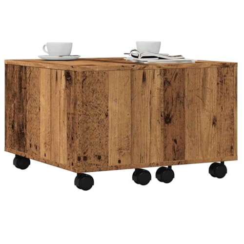 ZQQLVOO Couchtisch Altholz-Optik Moderner Ecksofa Tisch mit Aufbewahrung und Rollen für Wohnzimmer 60x60x38 cm Holzwerkstoff von ZQQLVOO