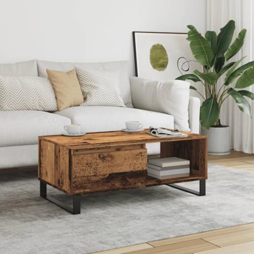ZQQLVOO Couchtisch Altholz-Optik wohnzimmertisch Coffee Table for Innenraum Esszimmer 90x50x36,5 cm Holzwerkstoff von ZQQLVOO