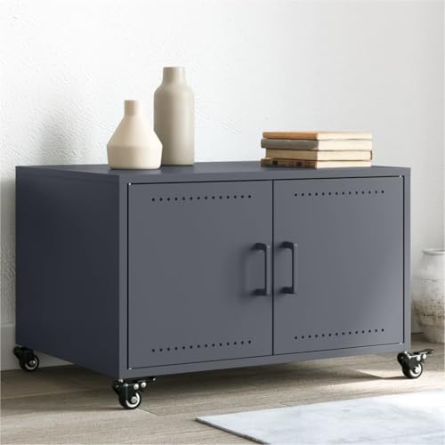ZQQLVOO Couchtisch Anthrazit Robuster Couchtisch mit Stauraum und Rollen fürs Wohnzimmer 68x50x43,5 cm Kaltgewalzter Stahl von ZQQLVOO
