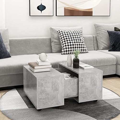 ZQQLVOO Couchtisch Betongrau Moderner Ecksofa Tisch mit Aufbewahrung und Rollen für Wohnzimmer 60x60x38 cm Holzwerkstoff ZQQLVOO Couchtisch Betongrau Moderner Ecksofa Tisch mit Aufbewahrung und Rollen für Wohnzimmer 60x60x38 cm Holzwerkstoff von ZQQLVOO