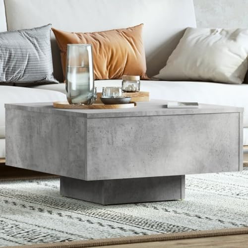 ZQQLVOO Couchtisch Betongrau Moderner Eichen Kaffeetisch mit praktischem Design für stilvolles Wohnzimmer 60x60x31,5 cm Holzwerkstoff von ZQQLVOO