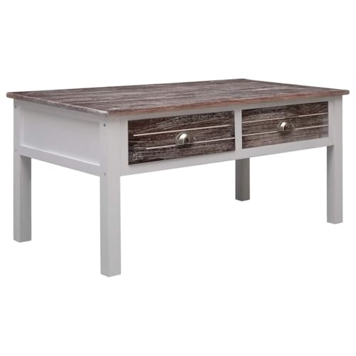 ZQQLVOO Couchtisch Braun Stilvoller Couchtisch mit Schubladen aus Paulowniaholz fürs Wohnzimmer 100 x 50 x 45 cm Holz von ZQQLVOO