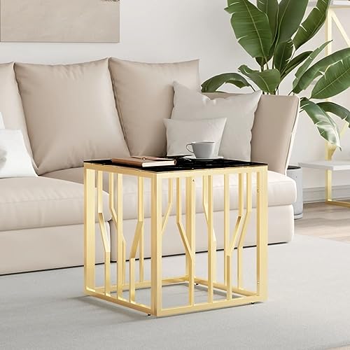 ZQQLVOO Couchtisch Golden Couch Tisch Coffee Table for Esszimmer Wohnzimmer 50x50x50 cm Edelstahl und Glas von ZQQLVOO