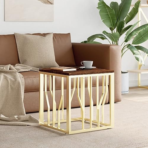 ZQQLVOO Couchtisch Golden Edelstahl und Altholz Massiv Robuster Couchtisch aus Edelstahl und recyceltem Massivholz mit modernem Design ZQQLVOO Couchtisch Golden Edelstahl und Altholz Massiv Robuster Couchtisch aus Edelstahl und recyceltem Massivholz mit modernem Design von ZQQLVOO