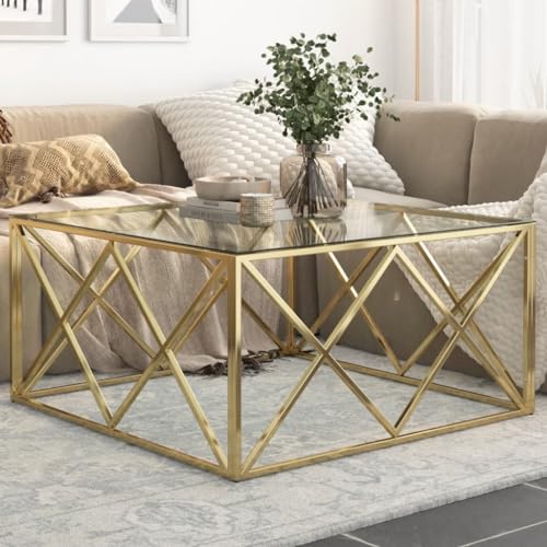 ZQQLVOO Couchtisch Golden Edelstahl und Hartglas Coffee Table couchtisch for Wohnzimmer Esszimmer ZQQLVOO Couchtisch Golden Edelstahl und Hartglas Coffee Table couchtisch for Wohnzimmer Esszimmer von ZQQLVOO