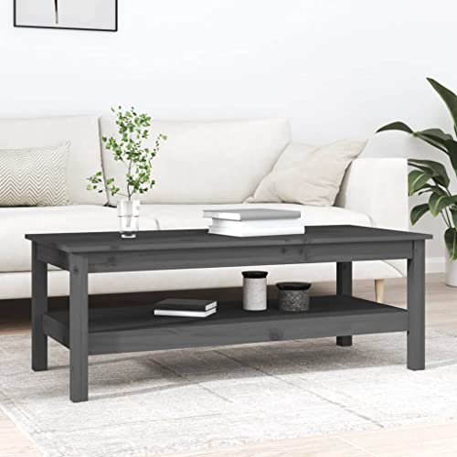 ZQQLVOO Couchtisch Grau Massiver Kiefernholz Couchtisch mit Ablagefläche für Wohnzimmer 110x50x40 cm Massivholz Kiefer ZQQLVOO Couchtisch Grau Massiver Kiefernholz Couchtisch mit Ablagefläche für Wohnzimmer 110x50x40 cm Massivholz Kiefer von ZQQLVOO