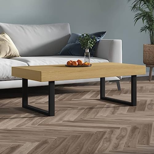ZQQLVOO Couchtisch Hellbraun und Schwarz Robuster Couchtisch mit Eisenbeinen und Stabiler MDF-Platte für stilvolle Inneneinrichtung 120x60x40 cm MDF und Eisen von ZQQLVOO
