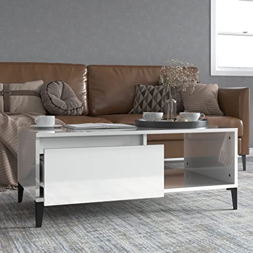 ZQQLVOO Couchtisch Hochglanz-Weiß Wohnzimmer möbel Coffee Table for Wohnzimmer Esszimmer 90x50x36,5 cm Holzwerkstoff von ZQQLVOO