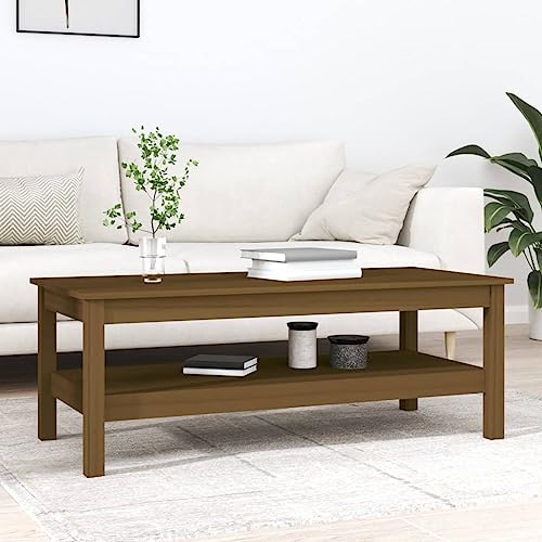 ZQQLVOO Couchtisch Honigbraun Massiver Kiefernholz Couchtisch mit Ablagefläche für Wohnzimmer 110x50x40 cm Massivholz Kiefer ZQQLVOO Couchtisch Honigbraun Massiver Kiefernholz Couchtisch mit Ablagefläche für Wohnzimmer 110x50x40 cm Massivholz Kiefer von ZQQLVOO