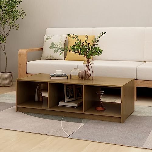 ZQQLVOO Couchtisch Honigbraun Massiver Kiefernholz Couchtisch mit modernem Design und robuster Tischplatte für Wohnzimmer. 110x50x34 cm Massivholz Kiefer von ZQQLVOO