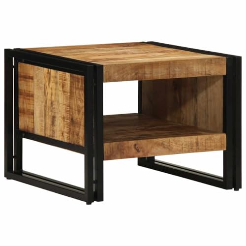 ZQQLVOO Couchtisch Massiver Altholz-Kaffeetisch aus recyceltem Holz mit Eisenrahmen 50x50x38 cm Raues Massivholz Mango von ZQQLVOO