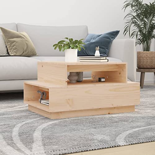 ZQQLVOO Couchtisch Massiver Kiefernholz Couchtisch mit Stauraum und Stabiler Rahmen 80x55x40,5 cm Massivholz Kiefer von ZQQLVOO