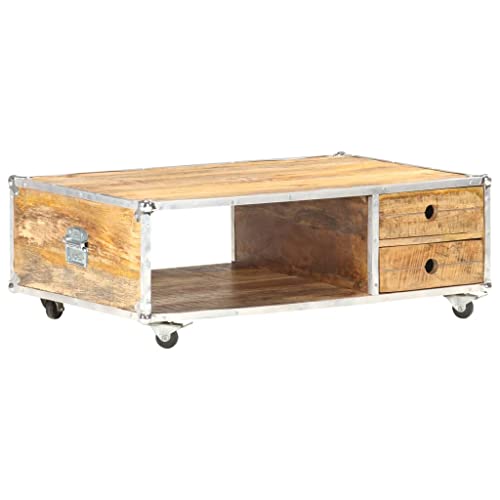 ZQQLVOO Couchtisch Massiver Mangoholz Couchtisch mit Metallkanten und Stauraum 89x59x33 cm Massives Raues Mangoholz ZQQLVOO Couchtisch Massiver Mangoholz Couchtisch mit Metallkanten und Stauraum 89x59x33 cm Massives Raues Mangoholz von ZQQLVOO