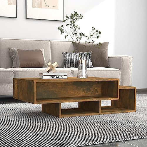 ZQQLVOO Couchtisch Räuchereiche Holz Couchtisch mit Stauraum für Wohnzimmer und Büro 105x55x32 cm Holzwerkstoff von ZQQLVOO