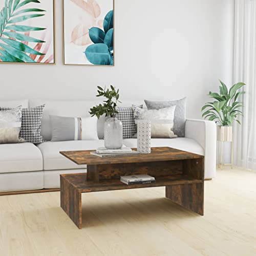 ZQQLVOO Couchtisch Räuchereiche Moderner Couchtisch mit Ablagefläche für Wohnzimmer-Dekoration 90x60x42,5 cm Holzwerkstoff von ZQQLVOO