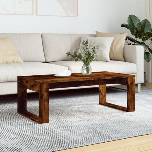 ZQQLVOO Couchtisch Räuchereiche Schicker Couchtisch aus Eichenholz mit strukturierter Oberfläche für modernes Wohnzimmer 102x50x35 cm Holzwerkstoff von ZQQLVOO