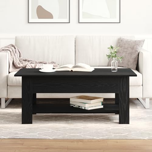 ZQQLVOO Couchtisch Schwarz Eiche Schicker Couchtisch aus Eiche für Moderne Wohnzimmer mit Stauraum 102x55x42 cm Ingenieure Holz von ZQQLVOO