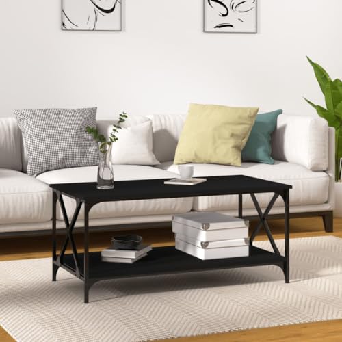 ZQQLVOO Couchtisch Schwarz Tisch Wohnzimmer Wohnzimmer möbel for Esszimmer Innenraum 100x50x45 cm Holzwerkstoff und Eisen von ZQQLVOO