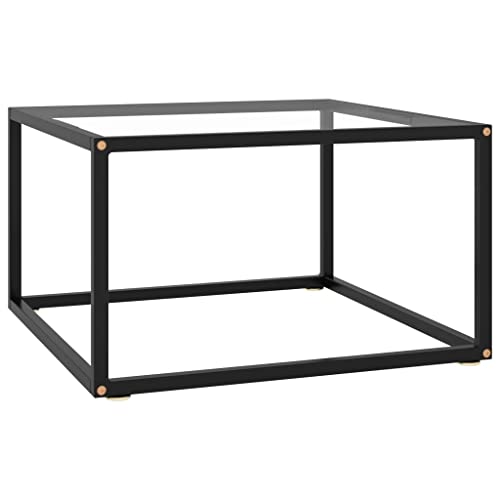 ZQQLVOO Couchtisch Schwarz mit Hartglas Moderner Couchtisch aus gehärtetem Glas und Stahl für Wohnzimmer 60x60x35 cm von ZQQLVOO